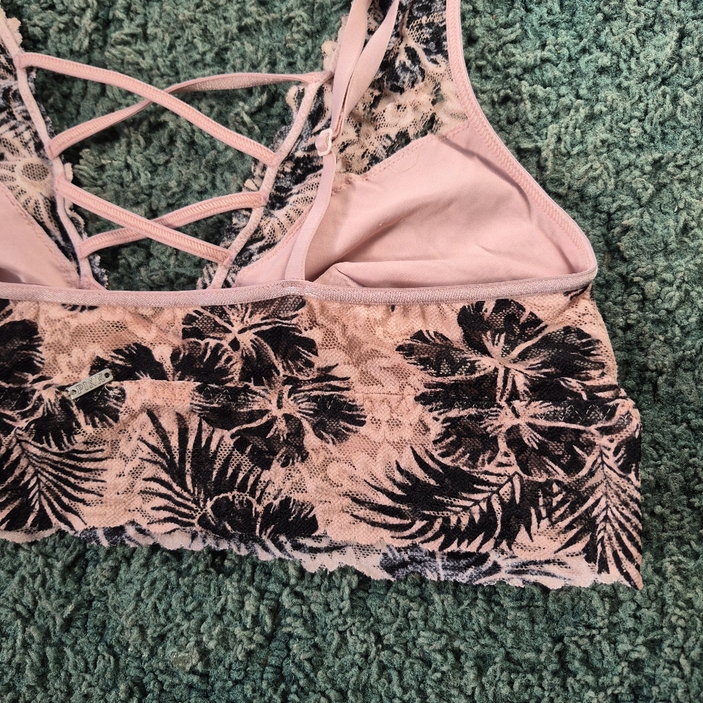 Pink Victoria's Secret Floral Lace Bralette Pink Tropical Large - Picture 7 of 13